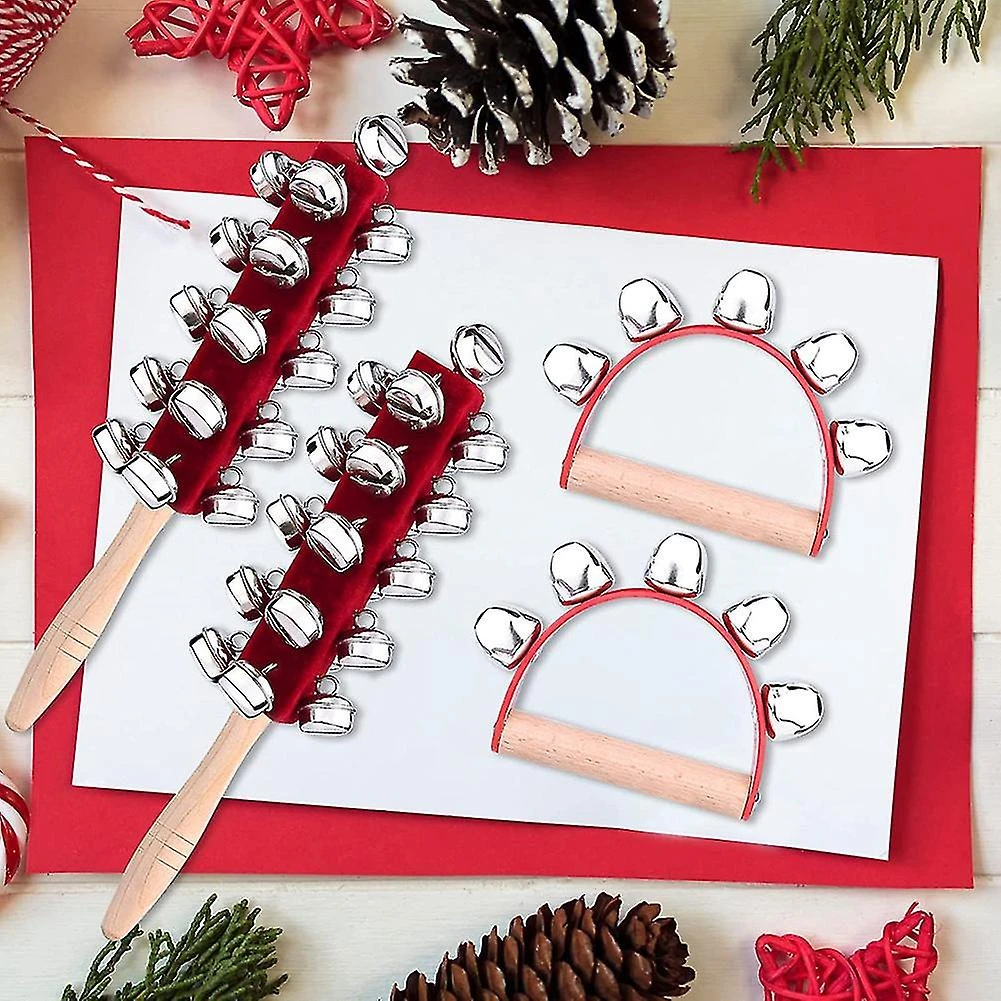 Christmas Hand Jingle Wooden Hand Sleigh Jingle Shaker Handhold Rattles Musical Instruments 2 Christmas Hand Jingle Wooden Hand Sleigh Jingle Shaker Handhold Rattles Musical Instruments - Billede 2