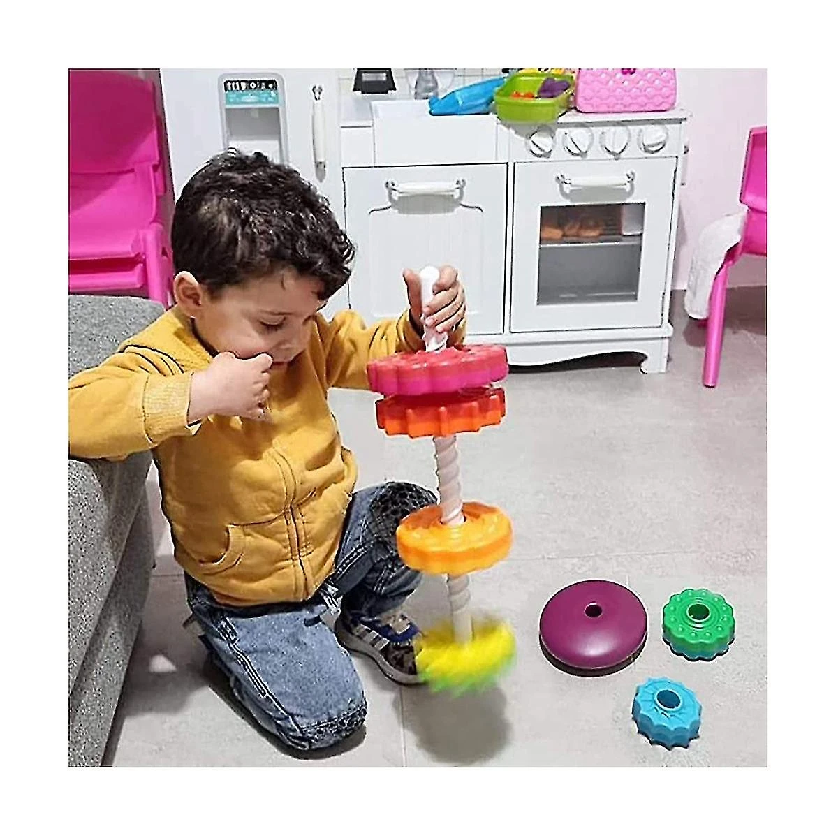 Girl Boy Spinagain Stacking Toys For Toddlers 1-3, Rainbow Ring Stacker Toys Christmas Birthday Gif 1 Girl Boy Spinagain Stacking Toys For Toddlers 1-3, Rainbow Ring Stacker Toys Christmas Birthday Gif