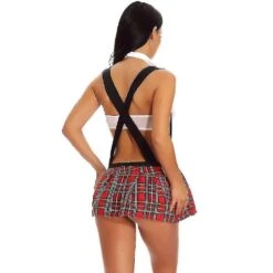 Women Christmas Schoolgirl Outfit Lingerie Set With Tie Top Shirt With String Uniform Cosplay Set M Red -Schmidt Butik 1043180358 max