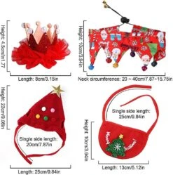 2 Pcs Cat Christmas Dress Up Set - Christmas Pet Hair Clip Hat Scarf Drool Set - Christmas Party Fashion Pet Hair Clip, Hat, Scarf, Drool Costume