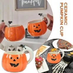 Creative Ceramic Mug 3d Halloween Pumpkin Cup Fall Autumn 400ml Birthday Gift For Adult Kid Christmas Eve -Schmidt Butik 1068101563 max