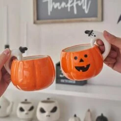 Creative Ceramic Mug 3d Halloween Pumpkin Cup Fall Autumn 400ml Birthday Gift For Adult Kid Christmas Eve