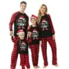 Christmas Family Matching Pyjamas Set, Baby Romper / Brev Julehat Print Langærmede Toppe + Plaidbukser Nattøj Sæt Mor