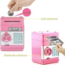 2024 Electronic Money Box With Password, Mini Atm Safe Box For Kids, Christmas Birthday Gift For Boys And Girls (pink)