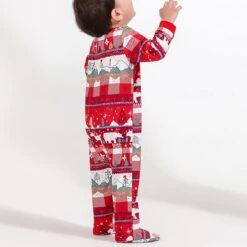 Parent Children Christmas Sleepwear Set Crewneck Long Sleeve Splicing Breathable Family Pajamas Matching Set