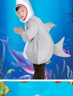 Big Shark Cosplay Costumes For Baby Children Halloween Christmas Funny Party White Shark Sea Animals Cos Clothing For Kids Gifts 4T Height 95-105cm