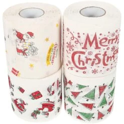 4 Rolls Of Christmas Toilet Paper Christmas Pattern Printed Disposable Toilet Paper Napkins Tissue