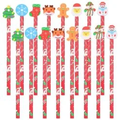 24pcs Christmas Pencils Eraser Topper Pencils Christmas Themed Pencils Party Favor