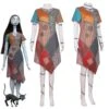 Halloween Nightmare Before Christmas Sally Cosplay Costume Horror Fancy Dress Set For Women Ghost Costume Carnival Party Clothes 3XL 3pcs