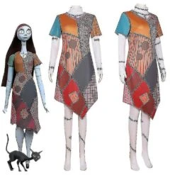 Halloween Nightmare Before Christmas Sally Cosplay Costume Horror Fancy Dress Set For Women Ghost Costume Carnival Party Clothes 3XL 3pcs