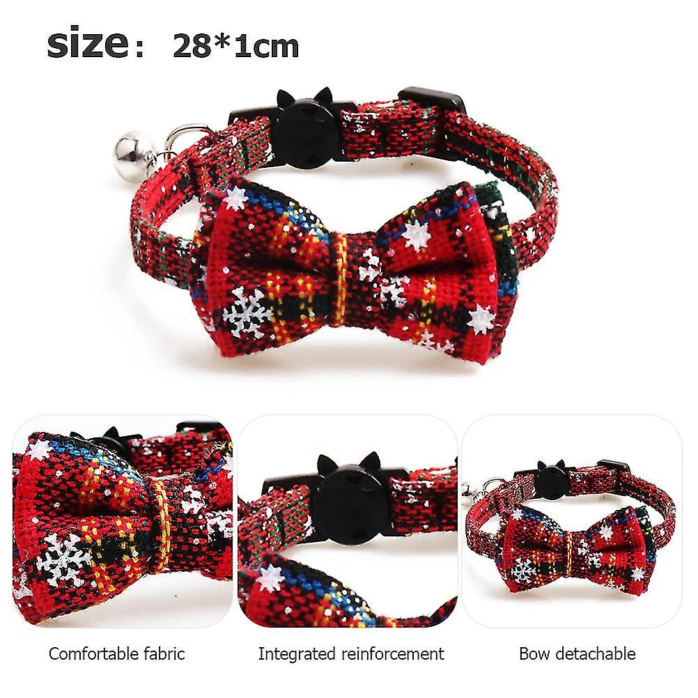 Christmas Puppy Collar With Bell And Bowknot - Adjustable Neck Strap For Small To Medium Cats And Dogs - Festive Gift 5 Christmas Puppy Collar With Bell And Bowknot - Adjustable Neck Strap For Small To Medium Cats And Dogs - Festive Gift - Billede 5