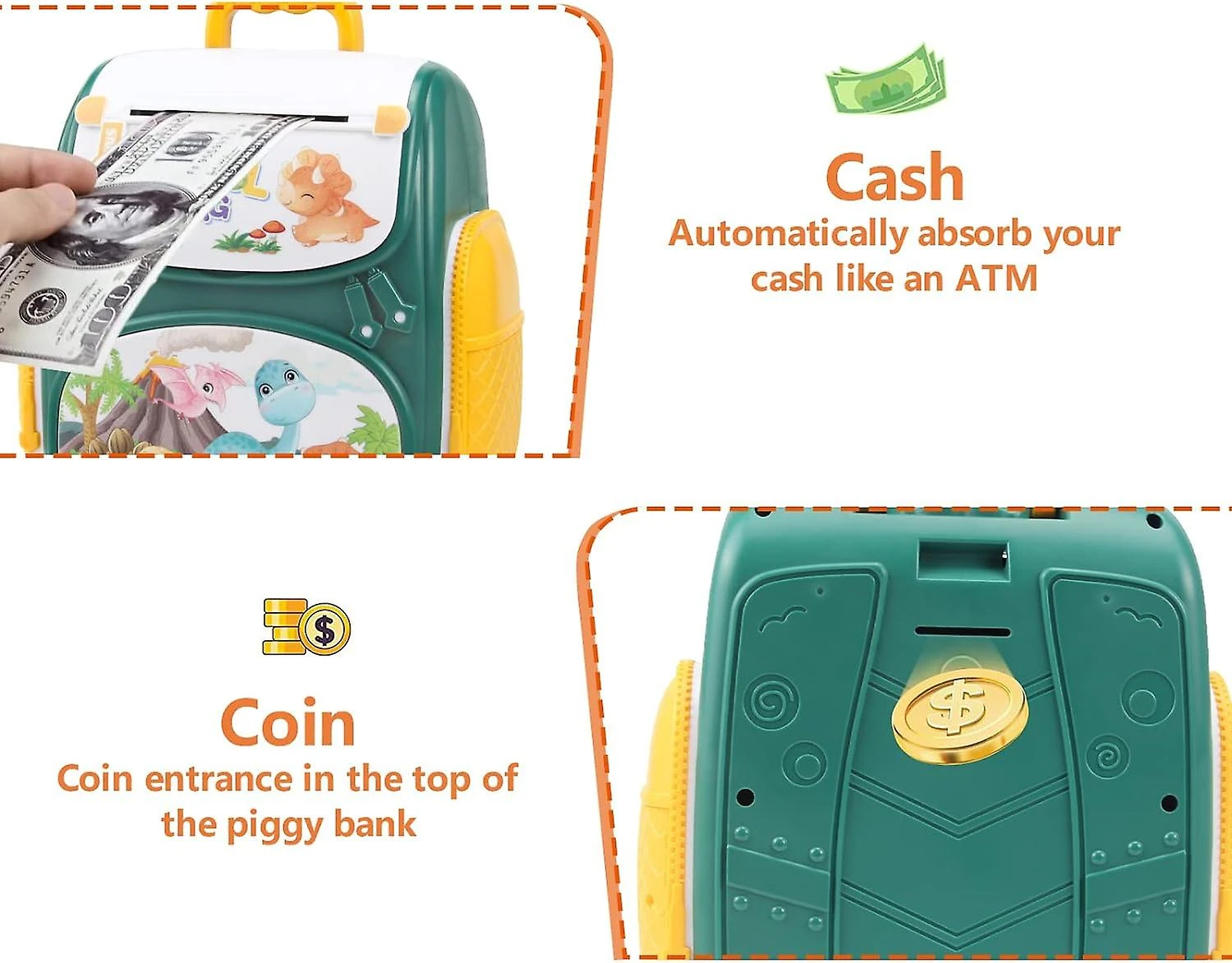 Kids Piggy Bank Toys, Atm Money Bank For Boys Girls, Kids Safe Coin Jar, Real Money Saving Box With Password, Christmas Birthday Easter Gifts For Ages 3 Kids Piggy Bank Toys, Atm Money Bank For Boys Girls, Kids Safe Coin Jar, Real Money Saving Box With Password, Christmas Birthday Easter Gifts For Ages - Billede 3