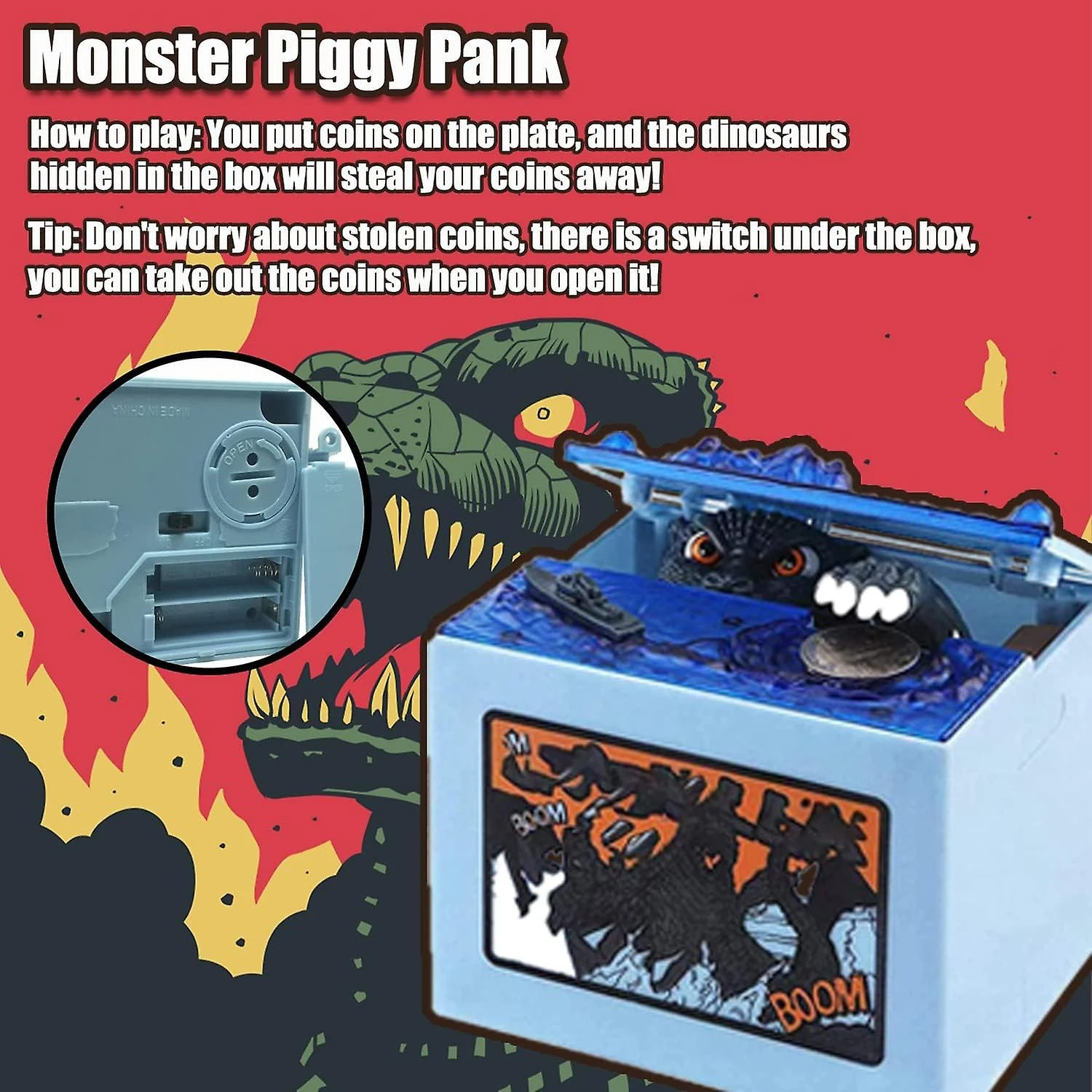 Monster Stealing Piggy Bank, Electronic Chirldren Cash Box Money Bank Toy, Christmas Birthday Gift For Boys, Girls, Kids 4 Monster Stealing Piggy Bank, Electronic Chirldren Cash Box Money Bank Toy, Christmas Birthday Gift For Boys, Girls, Kids - Billede 4