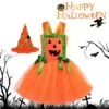 Girl's Halloween Pumpkin Dress Cartoon Pumpkin Festival Party Costume For Halloween Christmas Party S