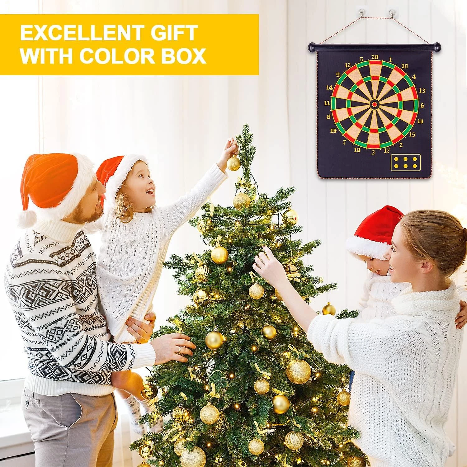 Safe Magnetic Dartboard, 15 Inch Double Sided Dartboard For Kids And Adults, 6 Darts - Christmas, Birthday And Party Gift 1 Safe Magnetic Dartboard, 15 Inch Double Sided Dartboard For Kids And Adults, 6 Darts - Christmas, Birthday And Party Gift