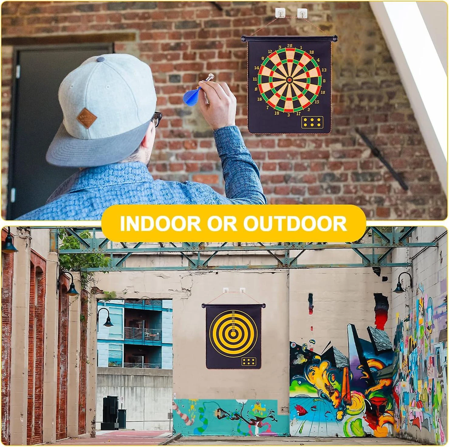 Safe Magnetic Dartboard, 15 Inch Double Sided Dartboard For Kids And Adults, 6 Darts - Christmas, Birthday And Party Gift 3 Safe Magnetic Dartboard, 15 Inch Double Sided Dartboard For Kids And Adults, 6 Darts - Christmas, Birthday And Party Gift - Billede 3