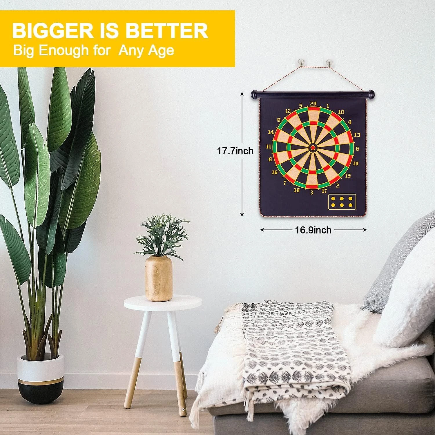Safe Magnetic Dartboard, 15 Inch Double Sided Dartboard For Kids And Adults, 6 Darts - Christmas, Birthday And Party Gift 2 Safe Magnetic Dartboard, 15 Inch Double Sided Dartboard For Kids And Adults, 6 Darts - Christmas, Birthday And Party Gift - Billede 2