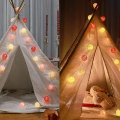 Cotton Ball Light Garland, Indoor Christmas Deco Decoration, 3M 20 LED Globe Light, Girl, Princess, Child, Baby, Wedding Bedroom Atmosphera Decoration