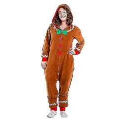 Men's Family Gingerbread Cozy Jumpsuit, Comfy Gingerbread Cozy Christmas Onesie Women