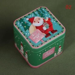 Christmas Square Metal Tinning Can Candy Box Storage Box Biscuit Storage Box A3