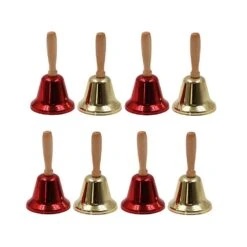 8Pcs Christmas Hand Bell With Wooden Handles Holiday Jingle Bell Xmas Service Call Santa Rattles Bel -Schmidt Butik 1144796608 max