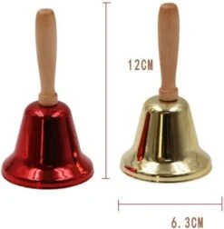 8Pcs Christmas Hand Bell With Wooden Handles Holiday Jingle Bell Xmas Service Call Santa Rattles Bel