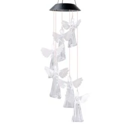 Angel Wind Chimes With LED Light Auto ON/OFF Solar Powered Christmas Wind Chimes Garden Decoration
