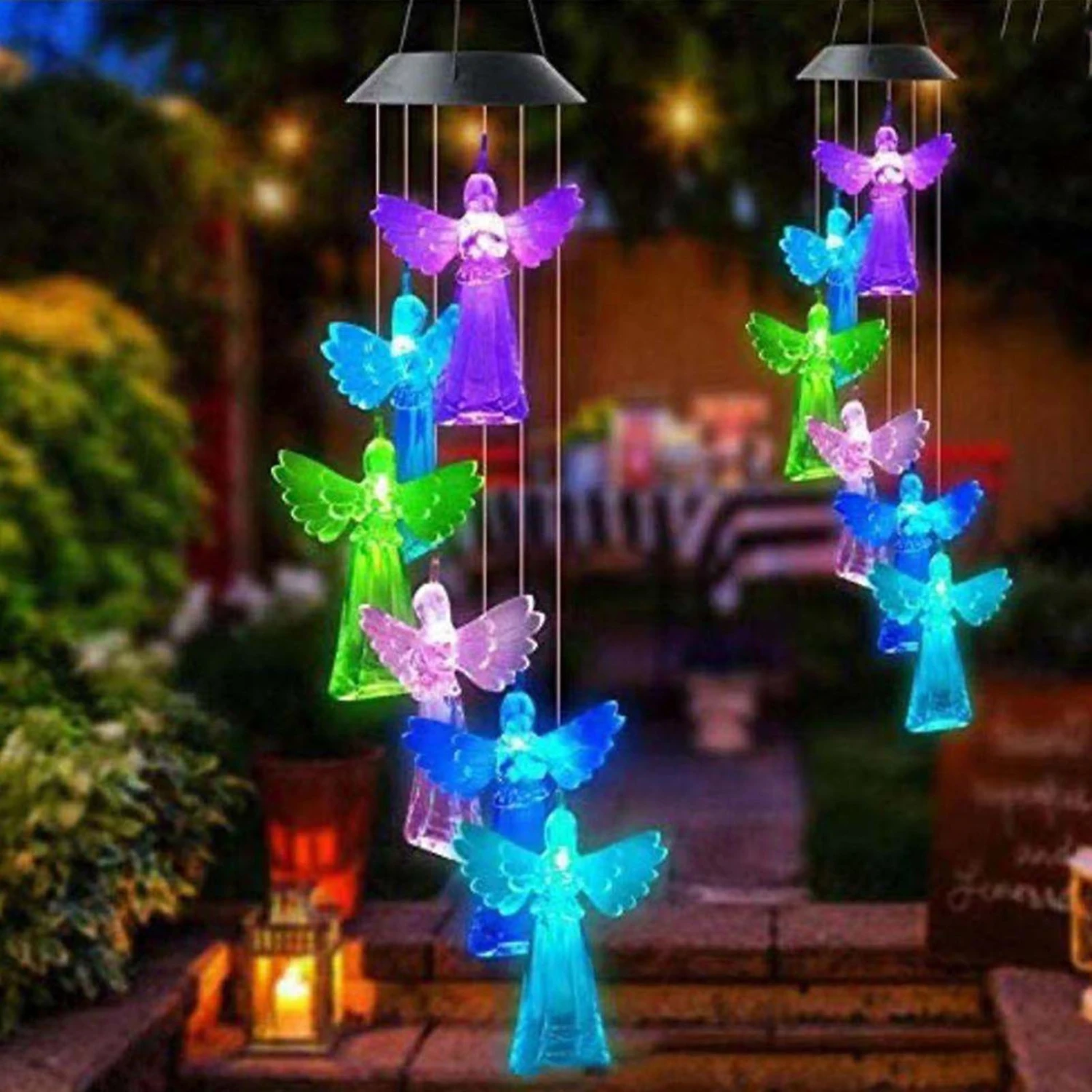 Angel Wind Chimes With LED Light Auto ON/OFF Solar Powered Christmas Wind Chimes Garden Decoration 4 Angel Wind Chimes With LED Light Auto ON/OFF Solar Powered Christmas Wind Chimes Garden Decoration - Billede 4