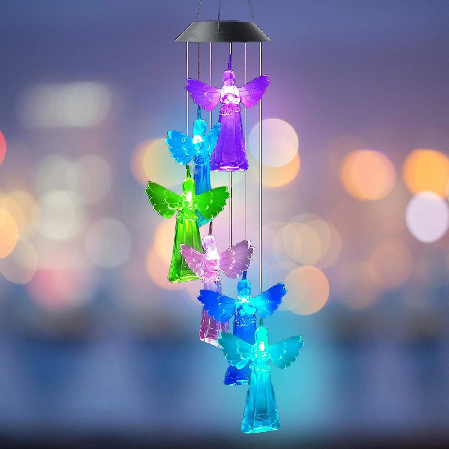 Angel Wind Chimes With LED Light Auto ON/OFF Solar Powered Christmas Wind Chimes Garden Decoration 2 Angel Wind Chimes With LED Light Auto ON/OFF Solar Powered Christmas Wind Chimes Garden Decoration - Billede 2