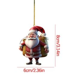 Santa Pendant Decoration, Santa Car Pendant, Hanging Santa Pendant, Christmas Tree Mobile Phone Car Bag Double-sided Decoration Tool A