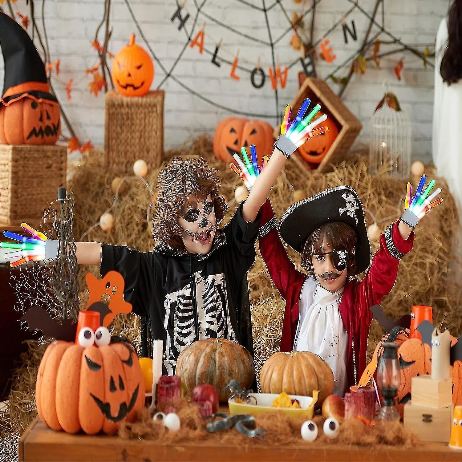 Flashing Led Light Up Gloves For Halloween Christmas, Cool Toys For 3-15 Year Old Boys, Gifts For Girls And Boys, Glowing Gloves For Club Costume, Par 2 Flashing Led Light Up Gloves For Halloween Christmas, Cool Toys For 3-15 Year Old Boys, Gifts For Girls And Boys, Glowing Gloves For Club Costume, Par - Billede 2