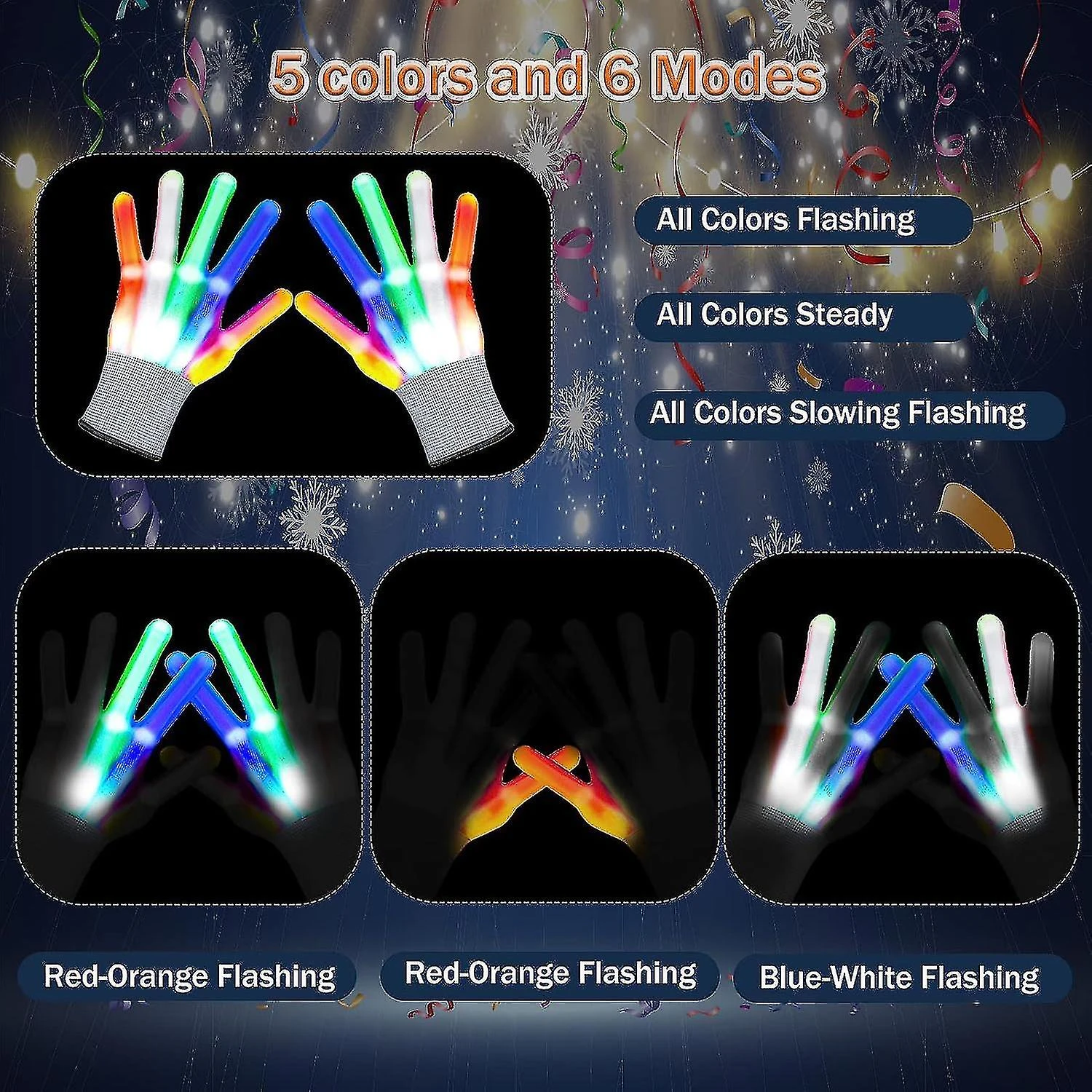 Flashing Led Light Up Gloves For Halloween Christmas, Cool Toys For 3-15 Year Old Boys, Gifts For Girls And Boys, Glowing Gloves For Club Costume, Par 3 Flashing Led Light Up Gloves For Halloween Christmas, Cool Toys For 3-15 Year Old Boys, Gifts For Girls And Boys, Glowing Gloves For Club Costume, Par - Billede 3