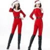 Women's Christmas Costume Red Jumpsuit Santa Claus Costume Performance Costume (shoes Not Included)