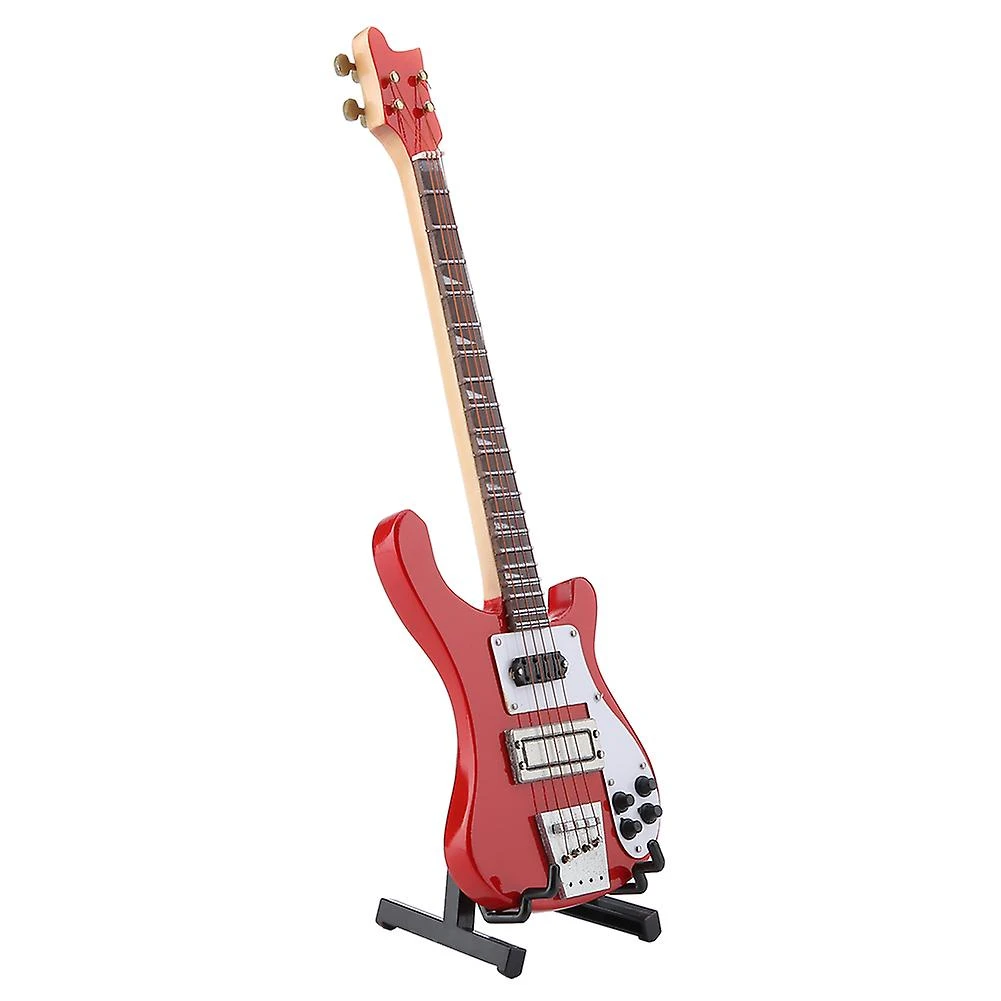 Red Mini Bass Guitar Replica With Stand And Case Instrument Model Ornaments Christmas Gift 2 Red Mini Bass Guitar Replica With Stand And Case Instrument Model Ornaments Christmas Gift - Billede 2