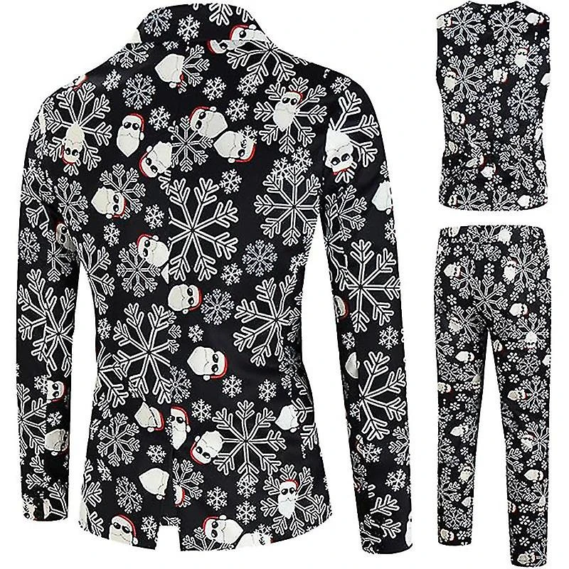 3 Piece Men's Christmas Suit Set Slim Fit Xmas Holiday Tuxedo Blazer Jacket Vests Pants XL 1 3 Piece Men's Christmas Suit Set Slim Fit Xmas Holiday Tuxedo Blazer Jacket Vests Pants XL