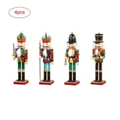4Pcs Wooden Christmas Nutcracker Soldiers - 30cm Standing Nutcracker Home Decoration - Ideal Christmas Gift