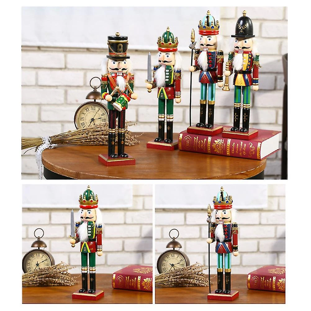 4Pcs Wooden Christmas Nutcracker Soldiers - 30cm Standing Nutcracker Home Decoration - Ideal Christmas Gift 5 4Pcs Wooden Christmas Nutcracker Soldiers - 30cm Standing Nutcracker Home Decoration - Ideal Christmas Gift - Billede 5