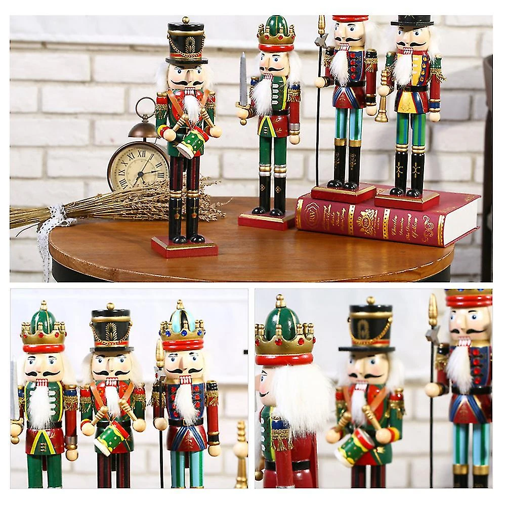 4Pcs Wooden Christmas Nutcracker Soldiers - 30cm Standing Nutcracker Home Decoration - Ideal Christmas Gift 2 4Pcs Wooden Christmas Nutcracker Soldiers - 30cm Standing Nutcracker Home Decoration - Ideal Christmas Gift - Billede 2