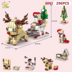 6in1 Christmas Elg Deer Santa Claus Byggeklodser City Snow House Xmas Tree Bricks Sæt Legetøj Til Børn Gave Af Høj Kvalitet