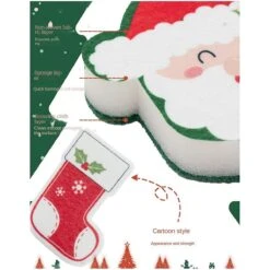 8 Pcs Christmas Sponges Kitchen Dual Sided Dish Sponges For Washing Dishes Santa Christmas Tree Gin -Schmidt Butik 1197957069 max