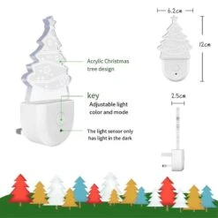 2Pcs Christmas Tree Night Light, Color-Changing Kids Night Light, Dusk-To-Dawn Sensor, Rainbow LED Night Light,EU Plug -Schmidt Butik 1200930078 max