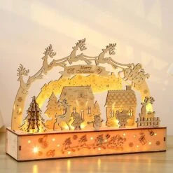 Handmade Wooden LED Night Light Lamp Christmas Creative Ornaments Children's Educational Toys Indoor Wooden Decorations -Schmidt Butik 1213171118 max