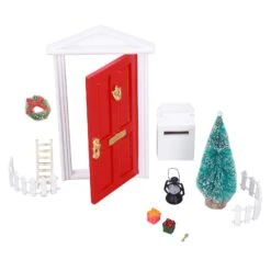 Mini Wooden Door Set Smoother Edge Color Lasting Vivid Details Doll House Christmas Set For 1:12 Doll House Gifts For Kids 3-6 Years -Schmidt Butik 1215456136 max