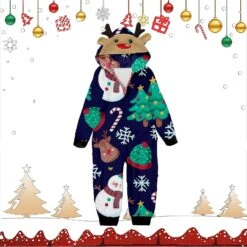 Onesie Christmas Pajamas For Family Matching Sets 2023 Deer Hooded Sleepwear Casual Cozy Xmas Pjs Holiday Jammies Women -Schmidt Butik 1218783708 max