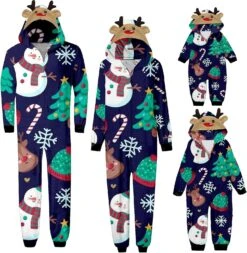Onesie Christmas Pajamas For Family Matching Sets 2023 Deer Hooded Sleepwear Casual Cozy Xmas Pjs Holiday Jammies Women -Schmidt Butik 1218783735 max