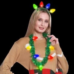 Pack Of Christmas Glow Necklace Headband With Colorful LED Glowing Bulbs 6 Flashing Modes For Childr -Schmidt Butik 1223962466 max