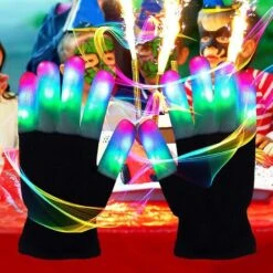 2pcs LED Light Up Glove & Glasses, Glowing Neon Glasses 6 Modes, Flashing Finger Skeleton Glove 3 Modes, Birthday Festival Halloween Christmas Costum -Schmidt Butik 1228875756 max