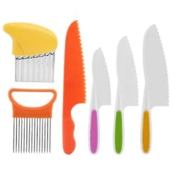 6pcs Children Cooking Salad Christmas Kids Knife Set Onion Fruit Vegetable Gift