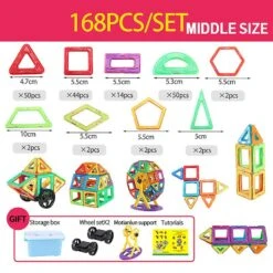 168pcs Magnetic Building Blocks Big Size And Mini Size Diy Magnets Toys, Designer Construction Set Gifts, Christmas/halloween/thanksgiving Gift