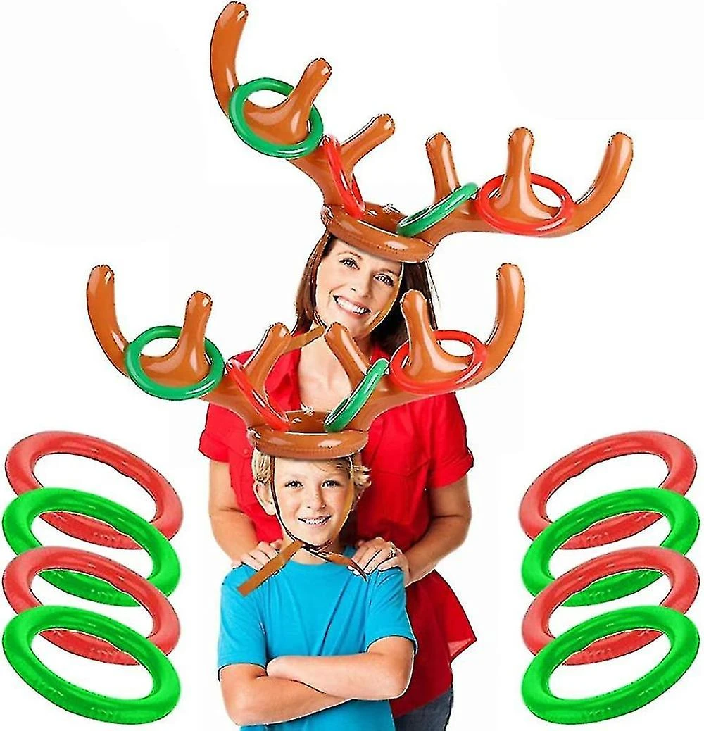 2 Set Inflatable Reindeer Antler Ring Game, Family Christmas Party Games 2 2 Set Inflatable Reindeer Antler Ring Game, Family Christmas Party Games - Billede 2